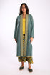 Reversible long coat in cotton blend jacquard with pockets